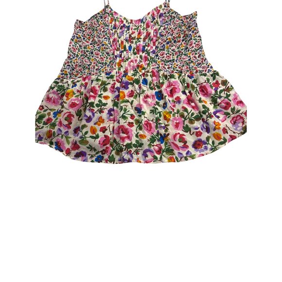 Madewell Womens Floral Silk Sleeveless Tank Top Size S Pleated Babydoll Fairy - Picture 3 of 9